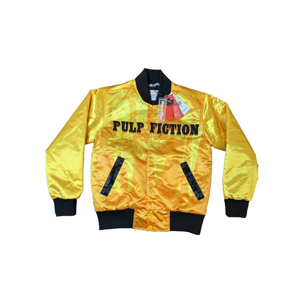 Pulp Fiction Jacket Mens XS Yellow Satin Bomber Quilted Lined Headgear Classics - Picture 1 of 7